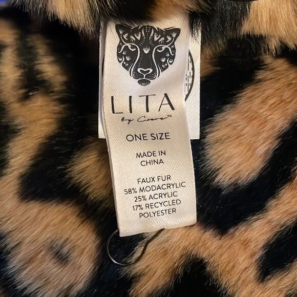 Lita by Ciara Animal Print Scarf Plush Faux Fur Leopard - Picture 2 of 3
